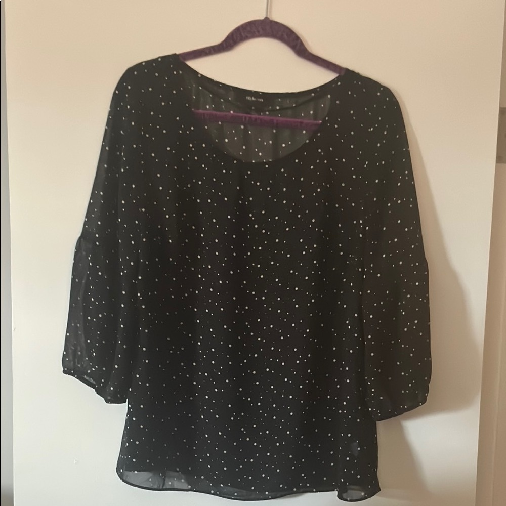 Style & Co. Black Boxy 3/4 Sleeve Blouse